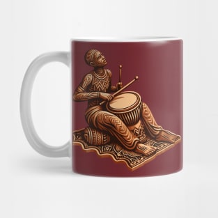 Afrocentric Man Wooden Carving Drums Mug